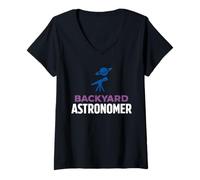 Women's Planetary Observer Telescope Astronomy Amateur Astronomer V-Neck T-Shirt