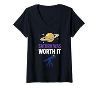 Women's Planetary Observer Telescope Astronomy Amateur Astronomer V-Neck T-Shirt