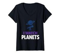 Women's Planetary Observer Telescope Astronomy Amateur Astronomer V-Neck T-Shirt