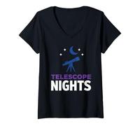 Women's Planetary Observer Telescope Astronomy Amateur Astronomer V-Neck T-Shirt
