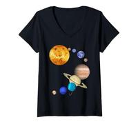 Women's Planets in Solar System with Pluto - Science V-Neck T-Shirt