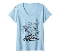 Women's Plant Assassin Funny Cat Plant Lover V-Neck T-Shirt