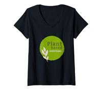 Womens Plant-Based Everything Eat More Plants Vegan Health Fitness V-Neck T-Shirt