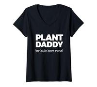 Womens Plant Daddy (My Kids Have Roots) V-Neck T-Shirt