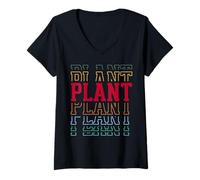Womens Plant Layered Text Costume Gardener V-Neck T-Shirt