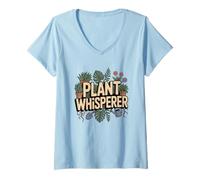 Womens Plant Lover Humor Plant Whisperer V-Neck T-Shirt