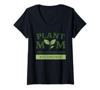 Women's Plant Mother Like A Normal Mom But Greener Funny Gardening V-Neck T-Shirt