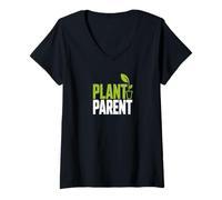 Womens Plant Parent Houseplant Lover Green Thumb Art V-Neck T-Shirt