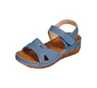 Womens Plantar Fasciitis Orthotic Sandals With Arch Support Low Wedge Sandals For Women Comfortable Lightweight Open Toe Heels Shoes Stylish Casual Sliders Adjustable Strap Bouncy Slides
