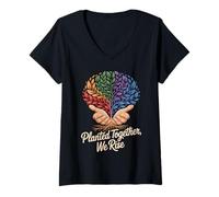Women's Planted Together, We Rise Inspirational Unity V-Neck T-Shirt