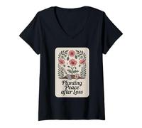 Womens Planting Peace After Loss Grief Gardener Support V-Neck T-Shirt
