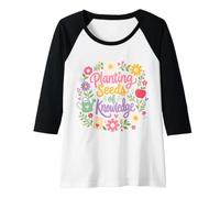Womens Planting Seeds of Knowledge Teacher Gardening Floral Raglan Baseball Tee