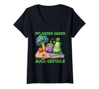 Womens Plants also have feelings vegan sarcasm anti-vegan V-Neck T-Shirt