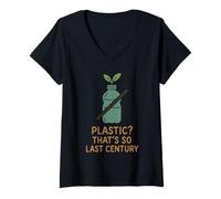 Womens Plastic Free Eco Friendly Zero Waste Sustainable Green V-Neck T-Shirt