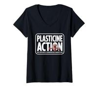Womens Plasticine Action Anti AI Animation Cute Stop Motion Pride V-Neck T-Shirt