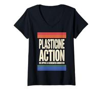 Womens Plasticine Action Support Human Artists Stop Motion Animator V-Neck T-Shirt