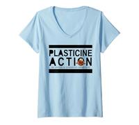 Womens Plasticine Action we Oppose AI generated Animation V-Neck T-Shirt