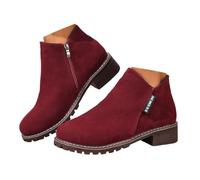 Women's Platform Ankle Boots Round Toe Fall Slip on Boots with Side Zipper
