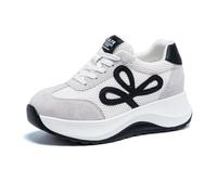 Women's Platform Chunky Sneakers Fashion Casual Training 6cm Height Increasing Slim Comfortable Walking DaddyShoes Mesh Breathable Beige 4