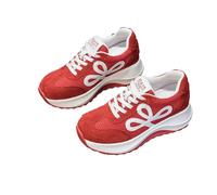 Women's Platform Chunky Sneakers Fashion Casual Training 6cm Height Increasing Slim Comfortable Walking DaddyShoes Mesh Breathable Red 5