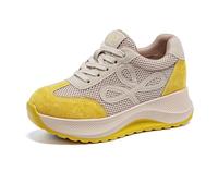 Women's Platform Chunky Sneakers Fashion Casual Training 6cm Height Increasing Slim Comfortable Walking DaddyShoes Mesh Breathable Yellow 5
