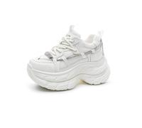Women's Platform Daddy Shoes Casual Fashion Sneakers Thick Bottom Height Increasing Trainers Lightweight Running Fitness Slow Walking Single Shoes White 5.5