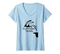 Women's Platform Diving Bunny High Diving Tower Diving V-Neck T-Shirt