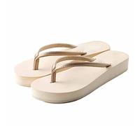 Women's Platform Flip Flop, Slippers with Arch Support, Fashion Platform Wedge Thong Flip Flops Sandals Women Wedge No-Slip Flip Flops High Heels Beach Dressy Sandals ( Color : Gold , Size : EU 40 )