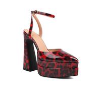 Women's Platform High Heels, Leopard Pattern Pointed Toe Sandals, 15cm Block Heel with 5cm Waterproof Platform (red, Adult, Women, 7, Numeric, UK Footwear Size System, Medium)