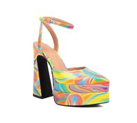 Women's Platform High Heels, Leopard Pattern Pointed Toe Sandals, 15cm Block Heel with 5cm Waterproof Platform (colorful, Adult, Women, 7, Numeric, UK Footwear Size System, Medium)