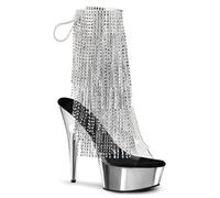 Womens Platform High Heels Sandals Clear Sexy Ultra Pumps Stiletto Sparkly Fringe Low top boots Open Toe Backless Summer Court Shoes For Stripper Party Pole Dancer Stage Model 5.9 IN(Silver,6.5 UK)