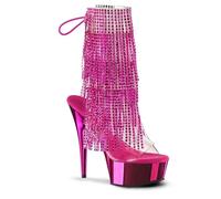 Womens Platform High Heels Sandals Clear Sexy Ultra Pumps Stiletto Sparkly Fringe Low top boots Open Toe Backless Summer Court Shoes For Stripper Party Pole Dancer Stage Model 5.9 IN(Pink,9 UK)