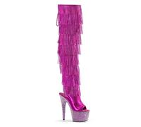 Womens Platform High Heels Sandals Sexy Ultra Pumps Stiletto Boots Knee Rhinestone Fringe Rear Lace Up Summer Court Shoes For Stripper Party Pole Dancer Stage Model Club 6.69 IN(Rose Red,4.5 UK)