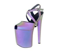 Womens Platform High Heels Sandals Sexy Ultra Pumps Stiletto Luminous Cross straps Open Toe Backless Summer Court Shoes For Stripper Party Pole Dancer Stage Model 10.23IN(5.5 UK)