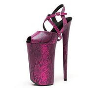 Womens Platform High Heels Sandals Sexy Ultra Pumps Stiletto Two tone snake print Cross straps Open Toe Backless Summer Court Shoes For Stripper Party Pole Dancer Stage Model 10.23IN(Pink,7 UK)