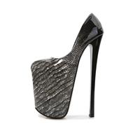 Womens Platform High Heels Sandals Sexy Ultra Stiletto Pumps Gradient Snake Print Slip on Summer Court Shoes For Stripper Party Pole Dancer Stage Model Nightclub 8.66 IN(Black,4 UK)