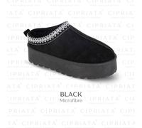 Cipriata L570 DANILLA Womens Platform Mule with Faux Fur Lining (Black Microfibre, UK Footwear Size System, Adult, Women, Numeric, Medium, 7)