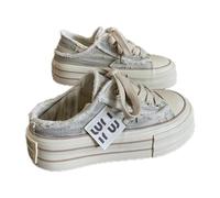 Womens Platform Mules Sneakers Platform Slip On Canvas Mules for Women Two-Wear Shoes Y2k Sneakers Grey