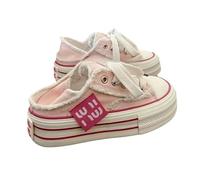Womens Platform Mules Sneakers Platform Slip On Canvas Mules for Women Two-Wear Shoes Y2k Sneakers Pink