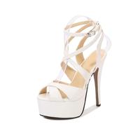 Womens Platform Pumps, 5.5inch Stiletto High Heels Heeled Sandal Shoes, Fashion Wedding Party Prom Office Dress Plus Size Shoes,White,46