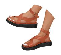 Women's Platform Sandals Casual Ring Toe Thong with Ankle Strap Buckle Classic Roman Slip on Breathable Shoes Soft Sole Comfortable Fashionable Lightweight Outdoor Beach Walking Sandals