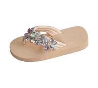 Women's Platform Sandals Elegant Flip Flops Soft Sole Slingback Summer Beach Pool Party Casual Comfortable Lightweight Slip-on Walking Slippers Holiday Outdoor Thong Slippers (White, 6)
