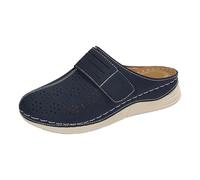 Women's Platform Sandals for Wide Feet - Retro Casual Wrapped Toe Models - Breathable & Steamy Mules - Comfortable Orthotic Pads - Ideal for Everyday Wear, ma, navy, 4 UK