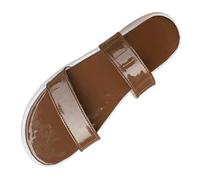Women's Platform Sandals, Open Toe Sandals, Leather Wide Strap Sandals, Holiday Slippers, Slip-On Summer Shoes, Leisure Shoes, Lightweight Beach Sandals, Slippers, Indoor/Outdoor Slippers, brown, 9 UK