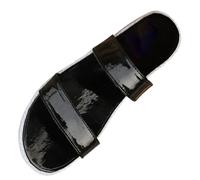 Women's Platform Sandals, Open Toe Sandals, Leather Wide Strap Sandals, Holiday Slippers, Slip-On Summer Shoes, Leisure Shoes, Lightweight Beach Sandals, Slippers, Indoor/Outdoor Slippers, black, 5 UK