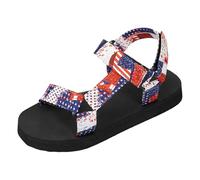 Womens Platform Sandals Retro Flag Print Platform Sports Sandals Wide Strap Comfortable Casual Shoes And Wear Outdoor Hiking Womens (Multicolour, 3.5)