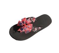Women's Platform Sandals Summer Beach Slides Comfortable Lightweight Flip Flops Flat Slippers Boho Style Open Toe Slip On Strappy Casual Holiday Footwear Elegant Sandals (Red, 6.5)