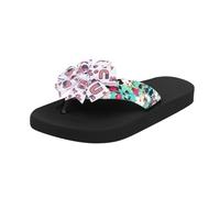 Women's Platform Sandals Summer Beach Slides Comfortable Lightweight Flip Flops Flat Slippers Boho Style Open Toe Slip On Strappy Casual Holiday Footwear Elegant Sandals (White, 5.5)