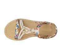 Women's Platform Sandals With Arch Support Summer Comfortable Shoes Open Toe Non Breathable Pearl Slippers Heel Beach Walking Hiking Women Wide Width Ladies' Wedge Fit For White Khaki 6.5