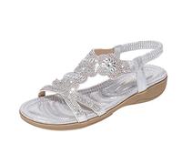 Women's Platform Sandals With Arch Support Women On Ladies Casual Strap Open Toe Slide Shoes Womens Meditation Walking For Uk Wide Fit Comfy Fitting Wedge White Slingback Silver 7